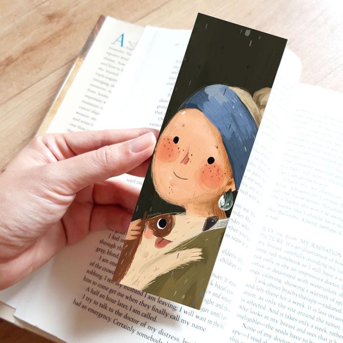

Set Isi 4 Bookmark Pembatas Buku Classic Painting Monalisa + Cute Dog