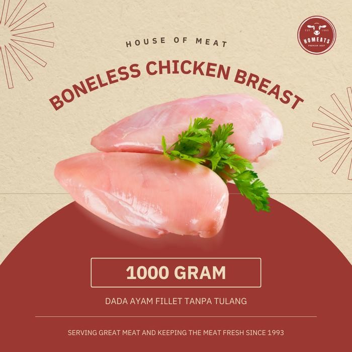 

Pilihan- Dada Ayam Fillet Tanpa Tulang Boneless Chicken Breast Fresh 1000 Gram