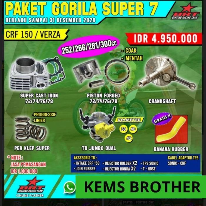 PAKET BRT CRF TRABAS GORILA SUPER 7