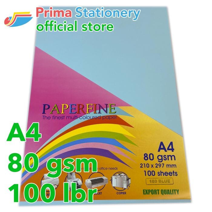 

Paperfine Kertas HVS Warna A4 IT 180 Blue isi 100 lbr [TC]