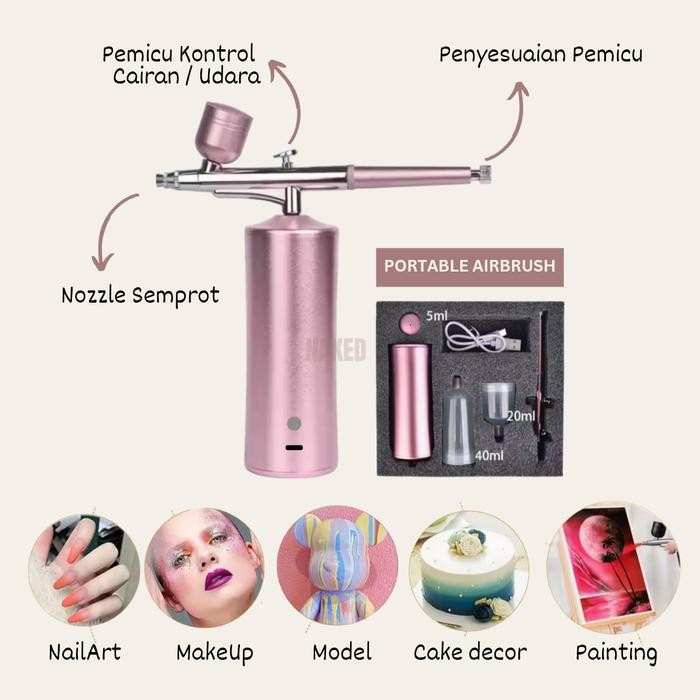 Pilihan- Nail Airbrush Portable Compressor Gun Ombre Nails