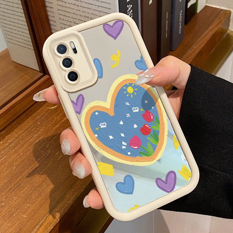 Casing Hp Untuk OPPO A16 OPPO A16s OPPO A54s Case Lukisan cat minyak, bunga dan hati Kasing Cesing P