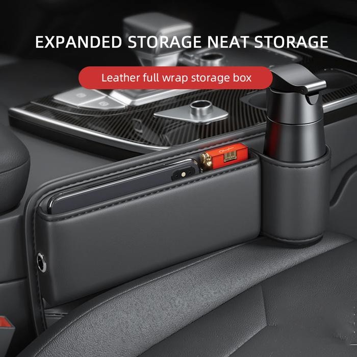 Universal Car Slot Storage Box with Water Cup Holder Car Seat Gap Filler Crevice Storage Box