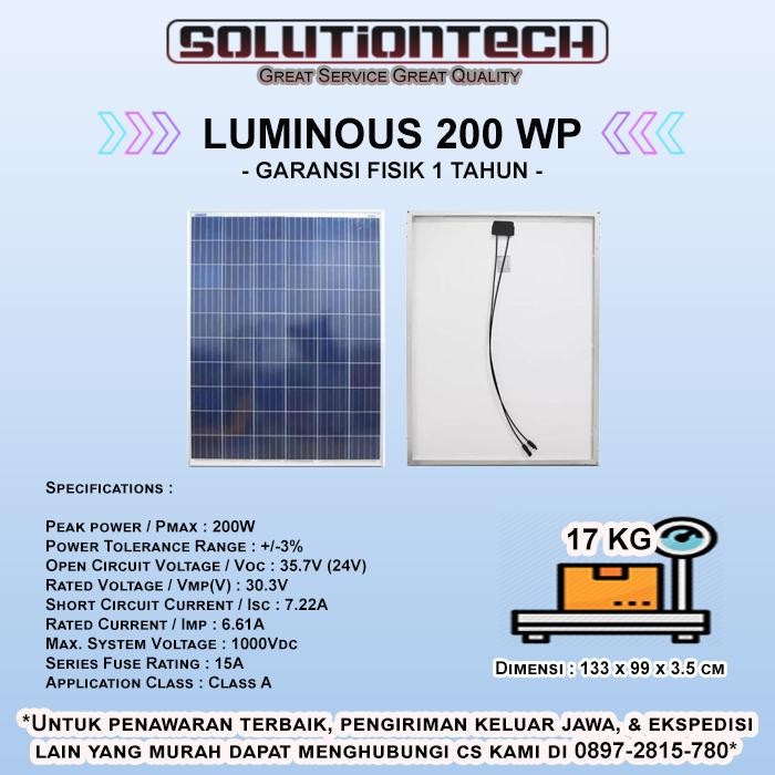 Pilihan- Solar Panel 200Wp Luminous Solar Cell