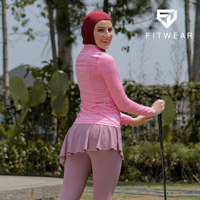 Pilihan- Jaket Olahraga Wanita Fitwear (Running,Sepeda,Gym ) High Neck [Pink
