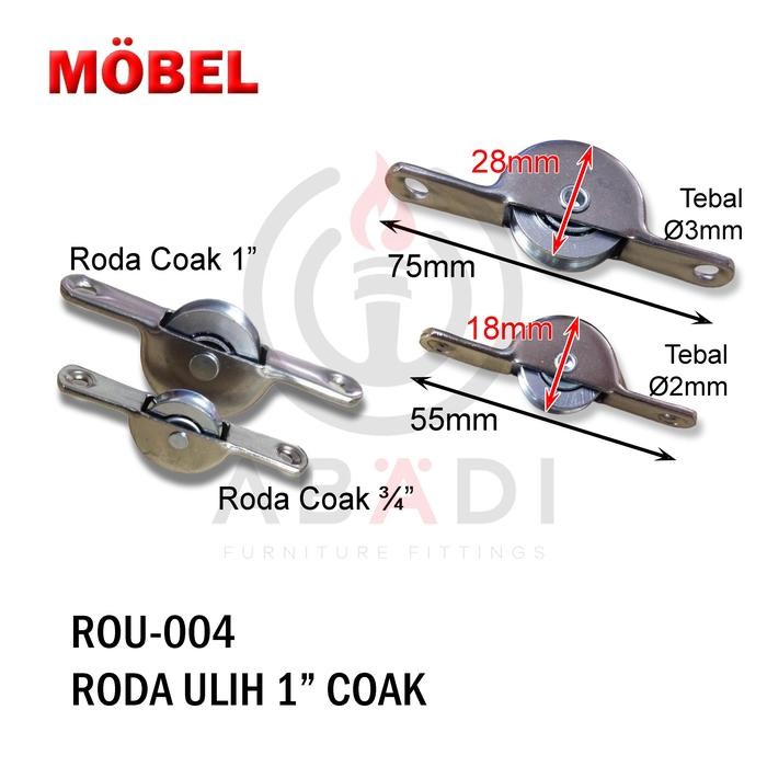 Roda Ulih 1" Coak Matex Besar Jendela Geser Sliding Pintu