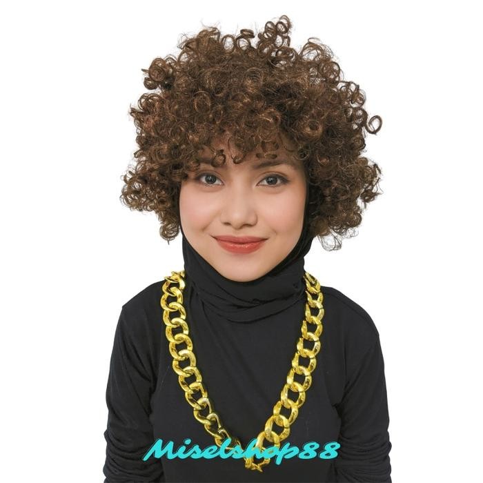 Paket Kostum Hiphop Wig Kacamata Kalung Gelang Cosplay Elvis Halloween