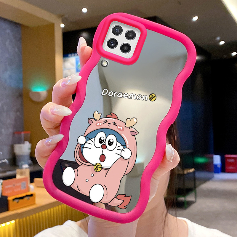 Casing Untuk Samsung A22 M22 M32 Case Casing Pola Kucing Biru Kesing HP Kasing Macaron Mirror Cesing