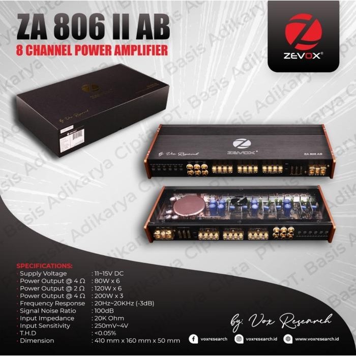 POWER ZEVOX ZA 806 AB AMPLIFIER 6 CHANNEL CLASS AB BY VOX RESMI