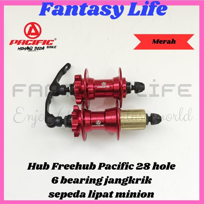 FANTASY HUB FREEHUB PACIFIC MODEL CASSATE 28 HOLE JANGKRIK DEPAN 2 BEARING BELAKANG 4 BEARING SEPEDA