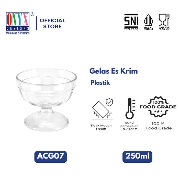 DISKON Onyx, Gelas Es Krim 250ml: Plastik SAN, Aman untuk Minuman, Bebas BPA, ACG07 READY STOCK
