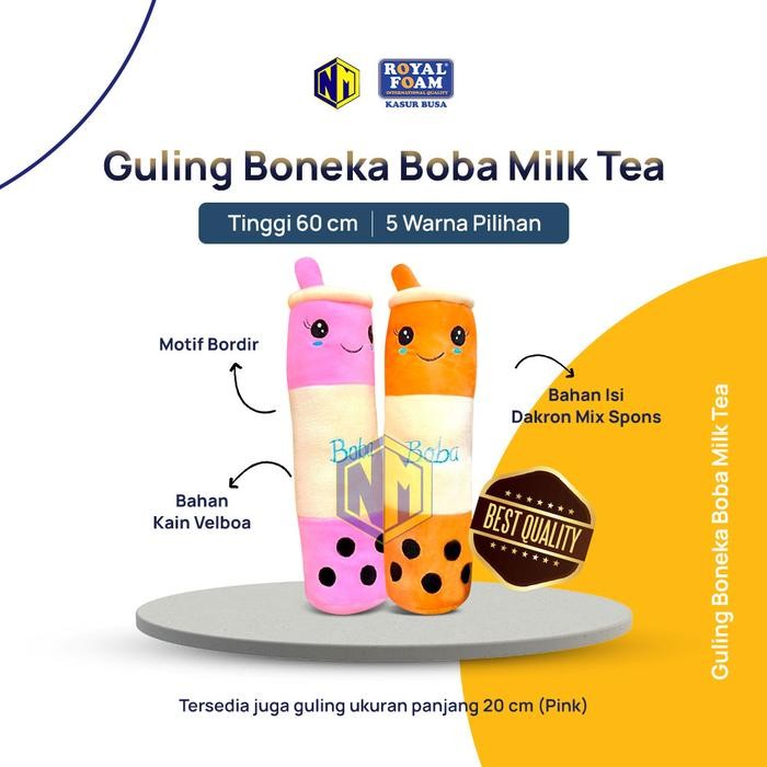 New Guling Boneka Boba Milk Tea Kain Halus Tinggi 60cm Guling Boba