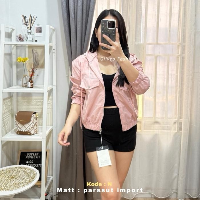 GLIVEO (COD) - JAKET KOREA PARASUT IMPORT PREMIUM / JAKET PARASUT CEWEK / JAKET HOODIE WANITA