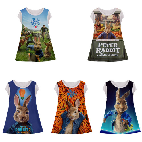 Tunik Anak Peter Rabbit Dress Animasi 3d Lucu Peter Rabbit  Baju Anak Perempuan Usia 1-12 Tahun - Ra