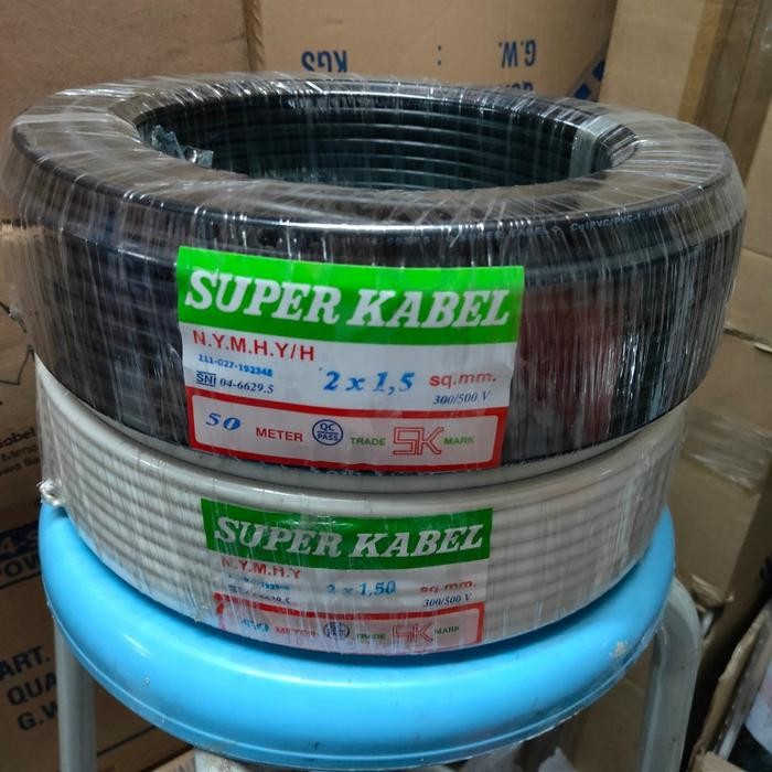 Kabel Listrik Nyyhy / Nymhy 2X1.5 Serabut Putih/Hitam Super