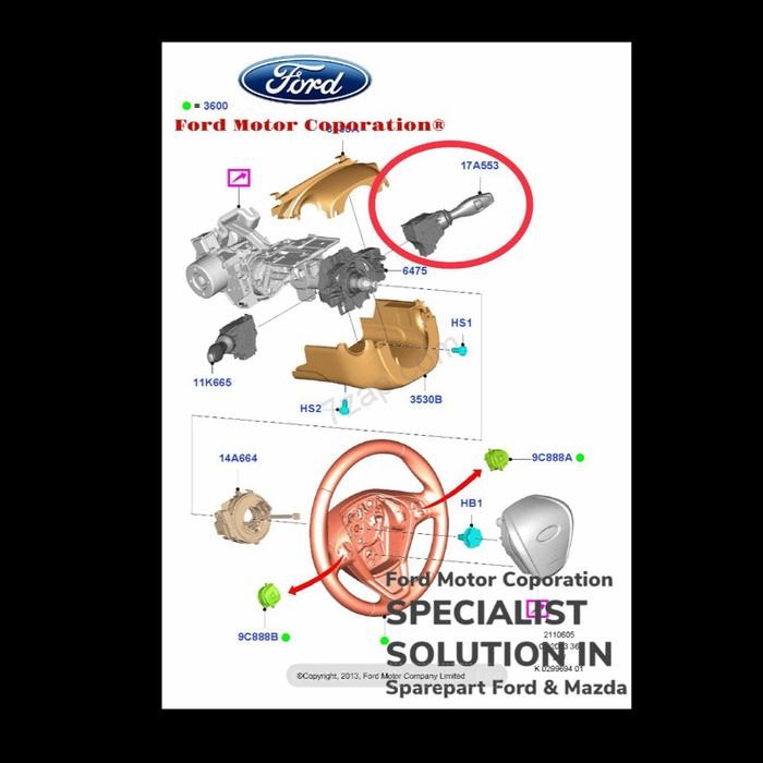 Saklar Wiper Switch Lever Combination Kanan Ford Fiesta Oem Original