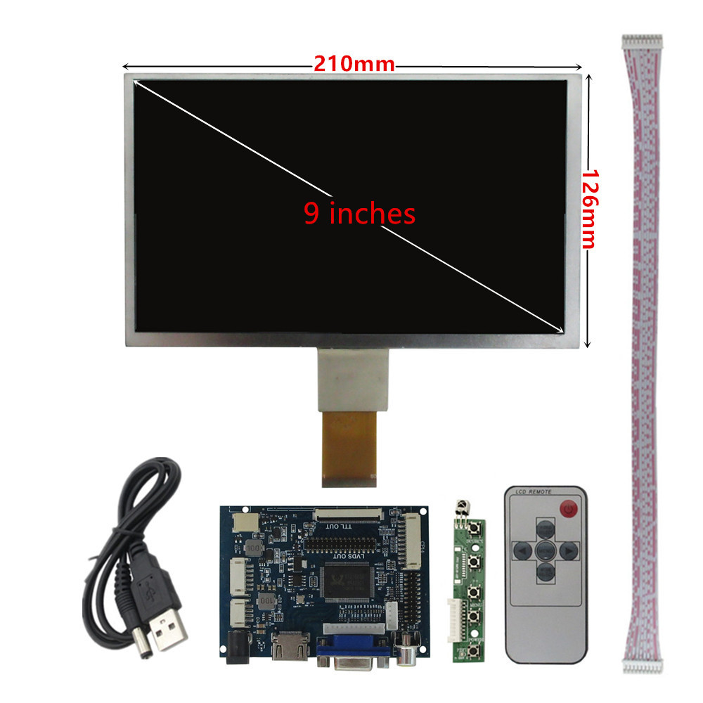9 Inch LCD Screen Display Monitor Driver Control Board 2AV HDMI--Compatible VGA For Raspberry Pi Ban