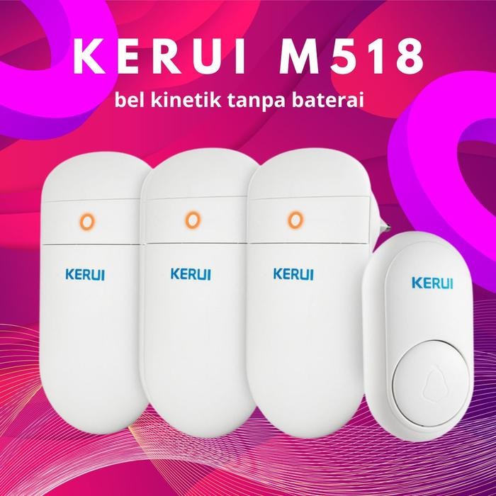 KERUI Bel Rumah Wireless M518 Doorbell Bel Kinetik Tanpa Baterai 3 Receiver