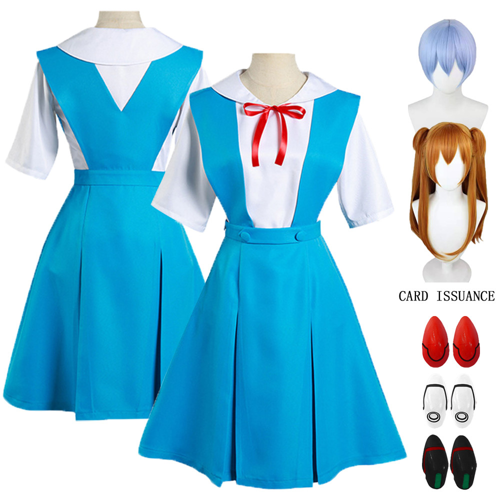 Rei Ayanami Cosplay Costume Asuka Langley Soryu Cosplay Girl Women School Uniform Dresses Wig Hair