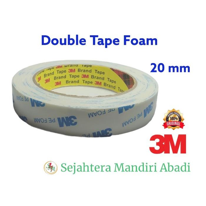 ProsesCPT- Double Tape 3M Original 20 Mm Pe Foam Tape Putih