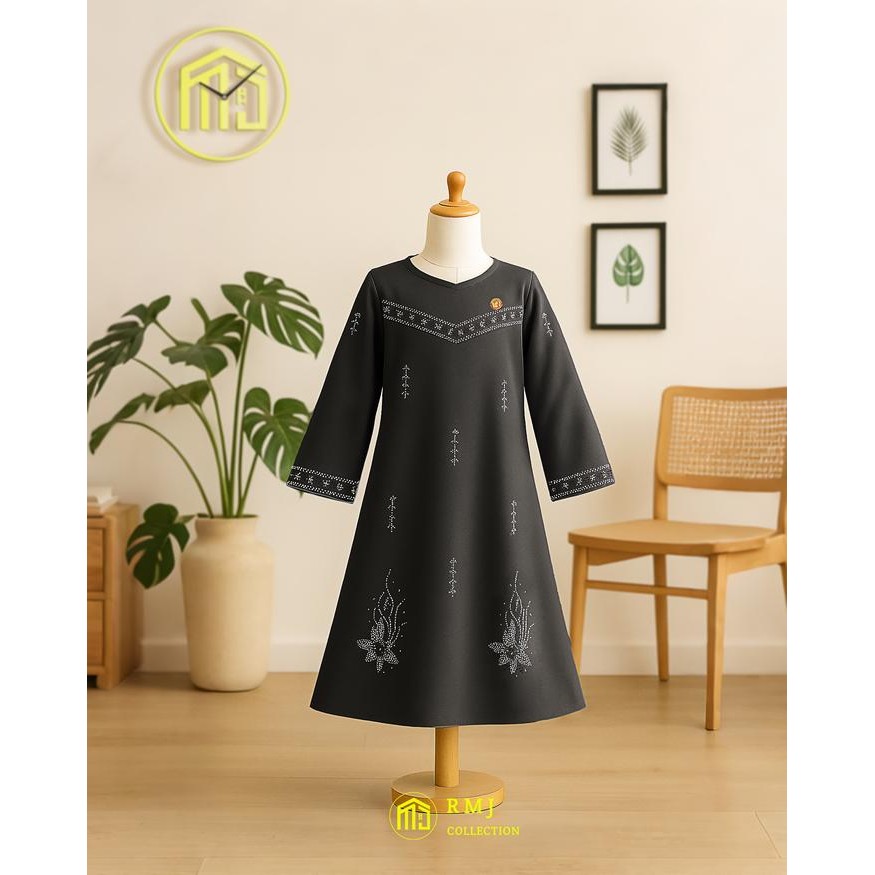 ASLI RMJ - Abaya Gamis Aura 5 - 12 Tahun Bahan Granada Anti UV X Srowroski Fashion Kids Muslim
