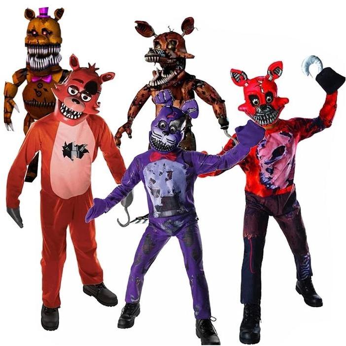 BERGARANSI 2023 Fnaf Freddyed Costume Kids Child Fredy Superhero Boys Girls Funny Party Cosplay