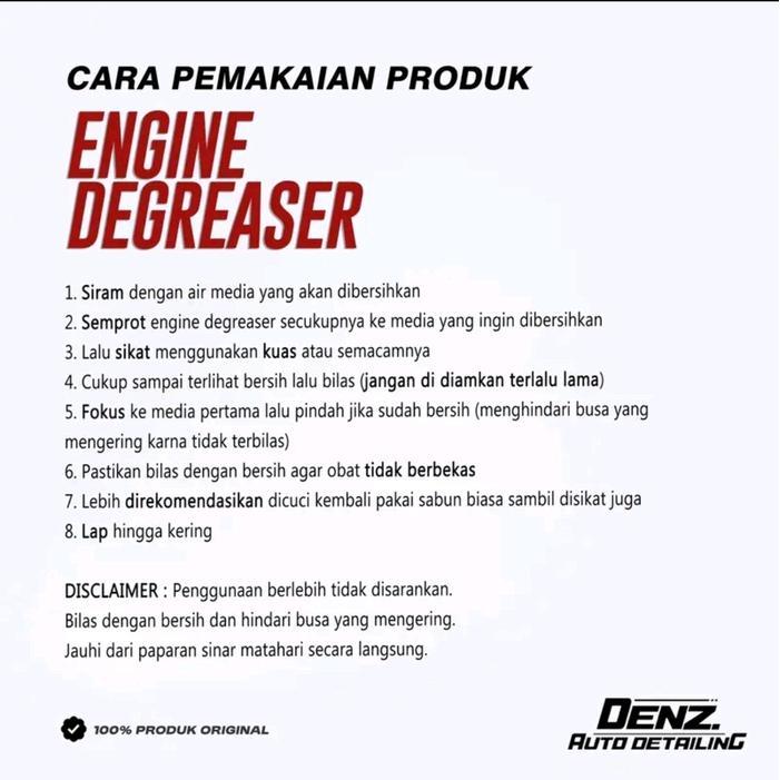 ENGINE DEGREASER PEMBERSIH KERAK MESIN DENZ AUTO DETAILING PEMBERSIH KERAK OLI MESINN ORIGINAL DENZ