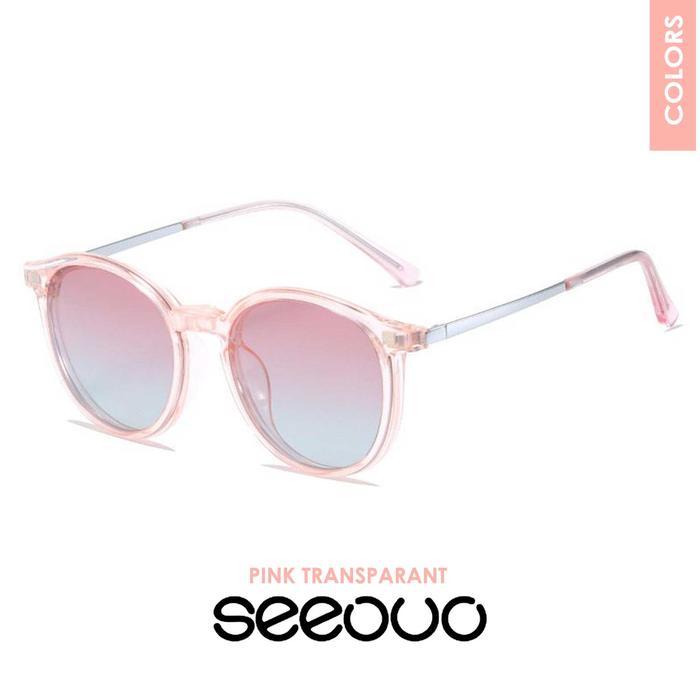 Seeouo Frame Kacamata ClipOn 2in1 Polarized Model Oval TR90+Metal 2186 - PINK TP, CLIP ON NORMAL