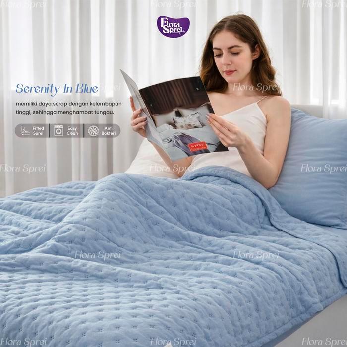 Terlaris Flora Sprei Set Selimut Korean Pastel Kain Microtex Adem & Lembut Selimut Tipis Quilt Polos