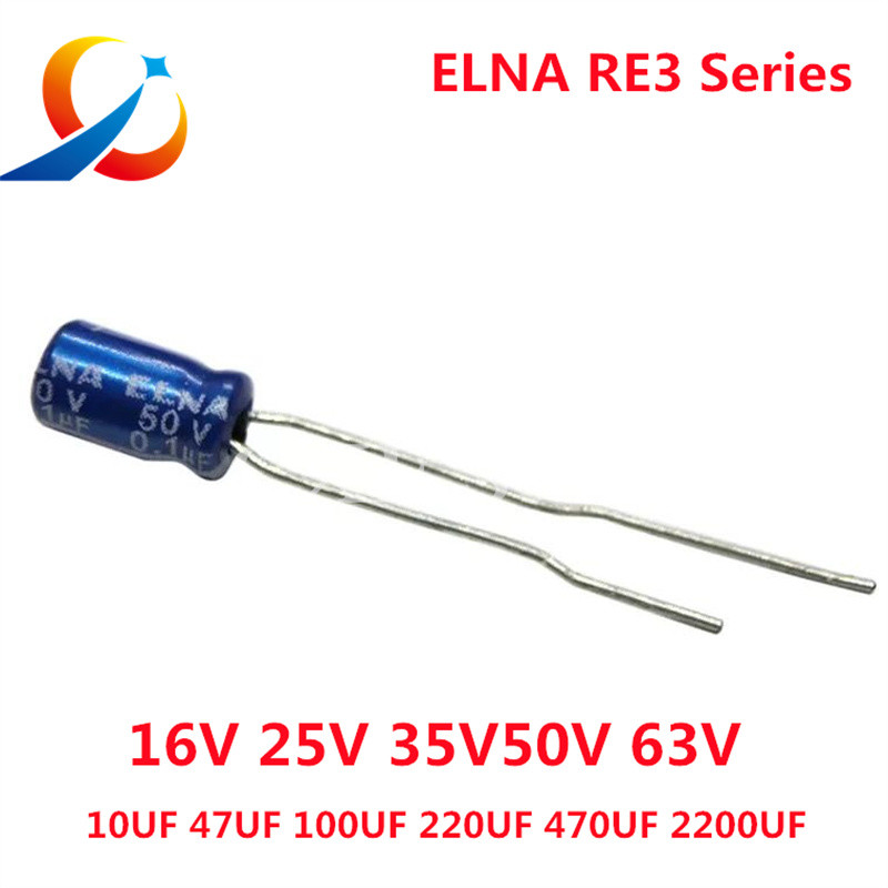 10PCS ELNA RE3 Series HiFi Audio Capacitor 16V 25V 35V 50V 0.1UF 10uF 22uF 47uF 100uF 220uF 470uF