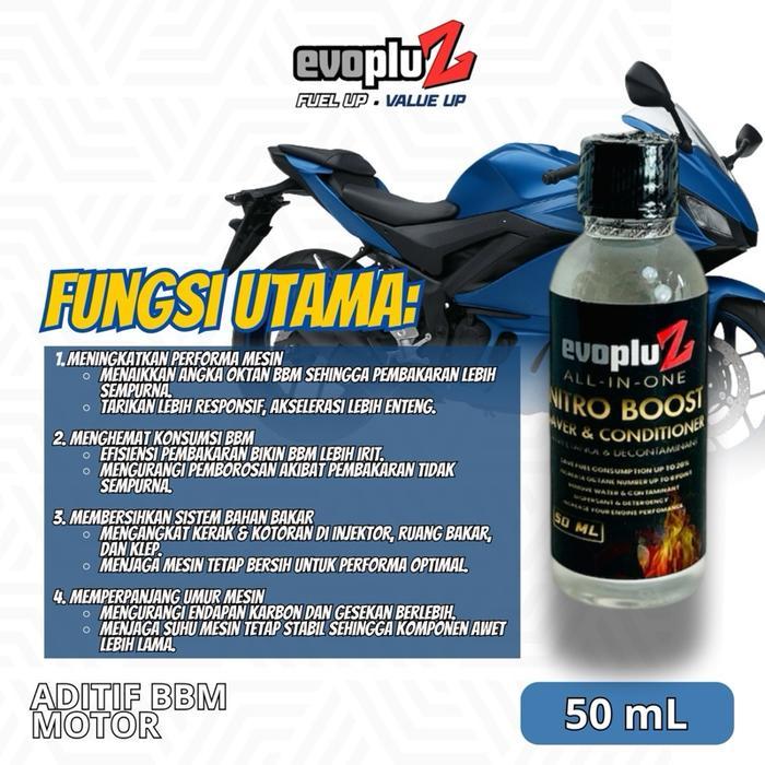 NEW Evopluz AIO Nitro Boost & Saver 50 mL - Aditif BBM Motor Anti Etanol & Decontaminant