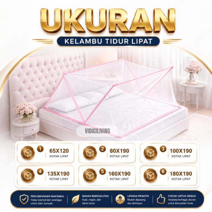 NEW Kelambu Tidur Praktis Anti Nyamuk Lipat Ukuran Kasur 65x120 80x190 100x190 135x190