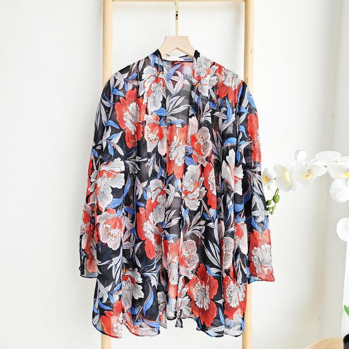 Emikoawa Outer Wanita FlowerFresh - Outerwear Cardigan Muslim Panjang Motif Bunga