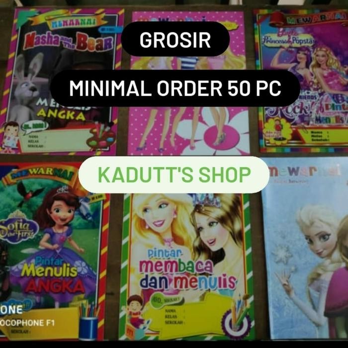 Buku Warna Anak Grosir Reseller Mewarnai Kartun Ukuran A4 HVS