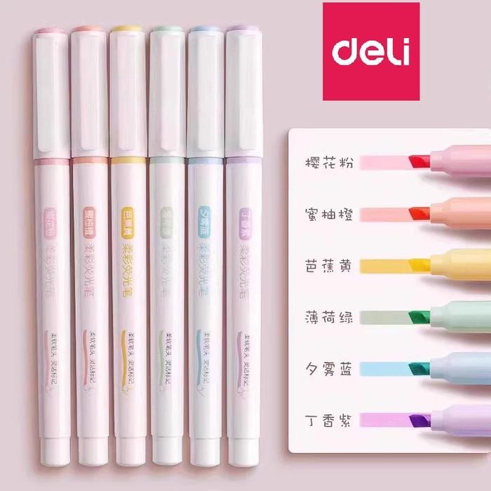 

NEW PRODUK PENANDA BERWARNA HIGHLIGHTER DELI 6 WARNA PASTEL COLOR WARUNG ARA67
