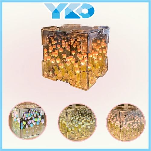 YKO Lampu Tulip Malam Kubus Rubik tulip malam lampu led awan kamar aesthetic Lampu malam DIY buatan