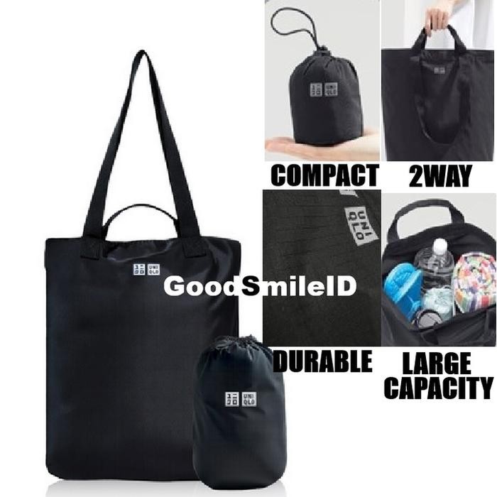 UNIQLO Packable Tote Bag Anti Air Tas Pouch Serbaguna Shopping Nylon 2-Way Style