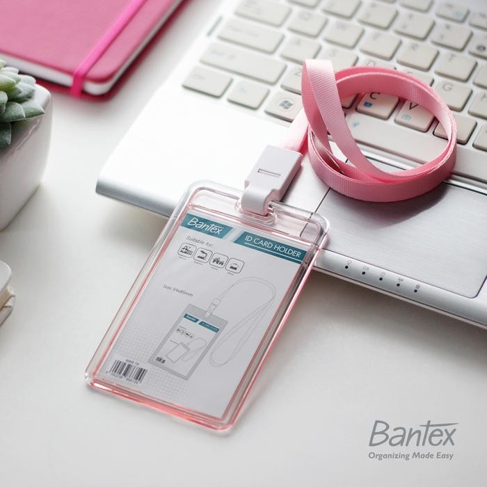 

Bantex Transparent ID Card Holder Lanyard Potrait Pink #8868 19