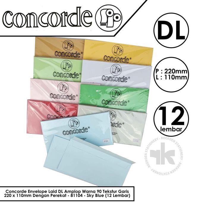 

CONCORDE ENVELOPE LAID DL AMPLOP WARNA 90 TEKSTUR GARIS 220 X 110MM DENGAN PEREKAT KODE 462