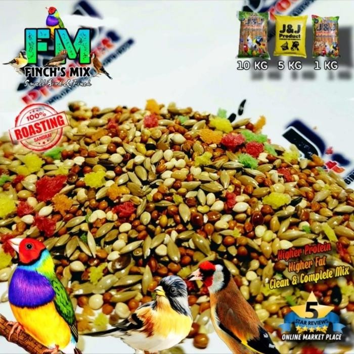PAKAN MAKANAN BURUNG FINCH EMPRIT BLACKTHROAT J&J 1KG FINCH IMPORT