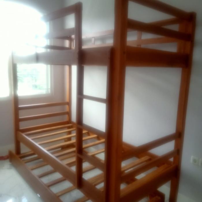 KDM- ranjang tingkat kayu jati susun