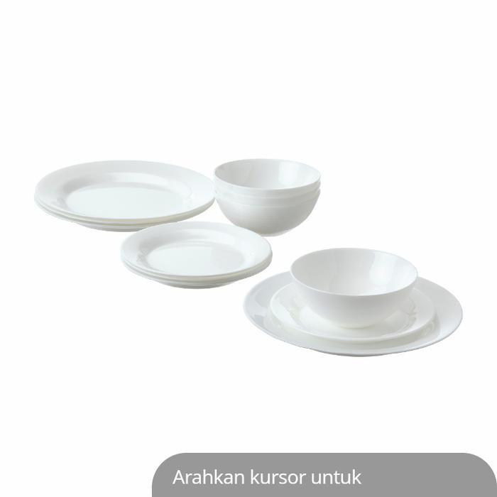 Perlatan Makan 1 Set 12 Unit Piring Saji Mewah Warna Putih