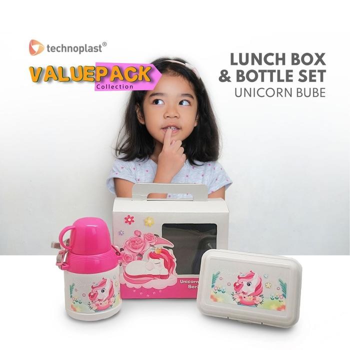 Technoplast Unicorn Bube Value Pack Set Tempat Makan & Minum