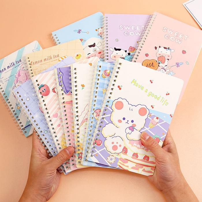 

New MSS (COD) Buku Catatan Notebook A5 Isi 60 Lembar Buku Diary Aesthetic Motif Kartun Gaya Retro