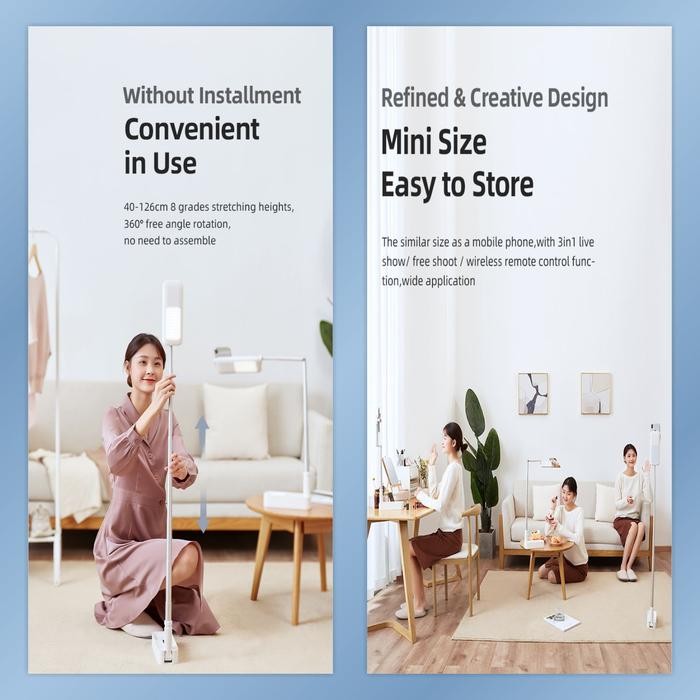 USAMS ZB209 Stand Phone Live Show Lipat Multi Fungsi Ring Light LED - New Holder ZB265