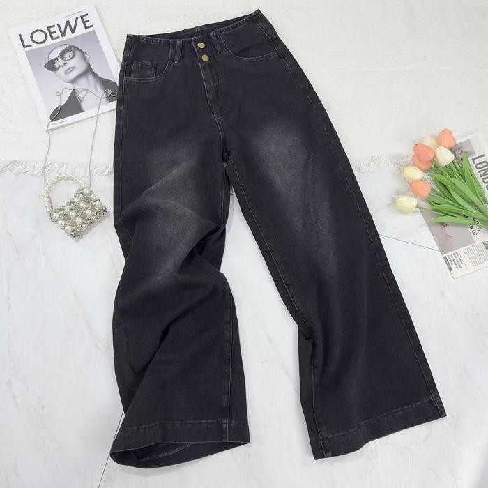 Celana Highwaist Celana Hitam Panjang Wanita Celana Baggy Pants Celana Kulot Jeans Wanita OOTD