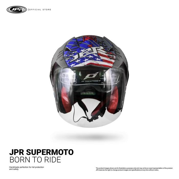 Helm JPR Supermoto Born To ride - Black Doff