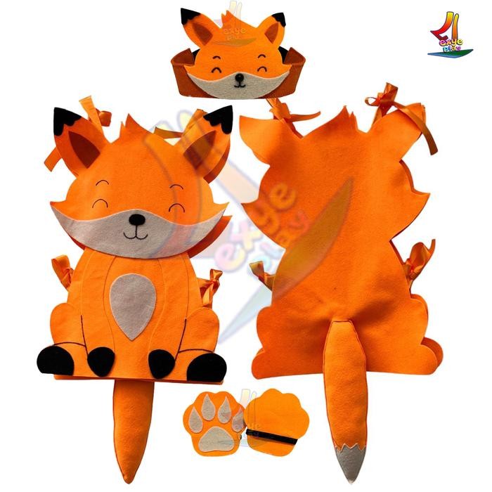 Terlaris Kostum Hewan fox Flanel set topeng , ekor, cakar drama teater anak Best seller