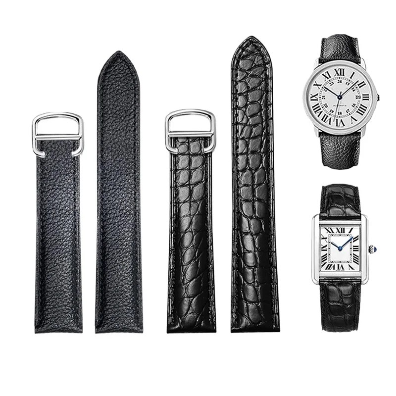 IMPORT Crocodile Leather Watch Strap for Cartier Tank Female London Solo Waterproof and Sweat-proof