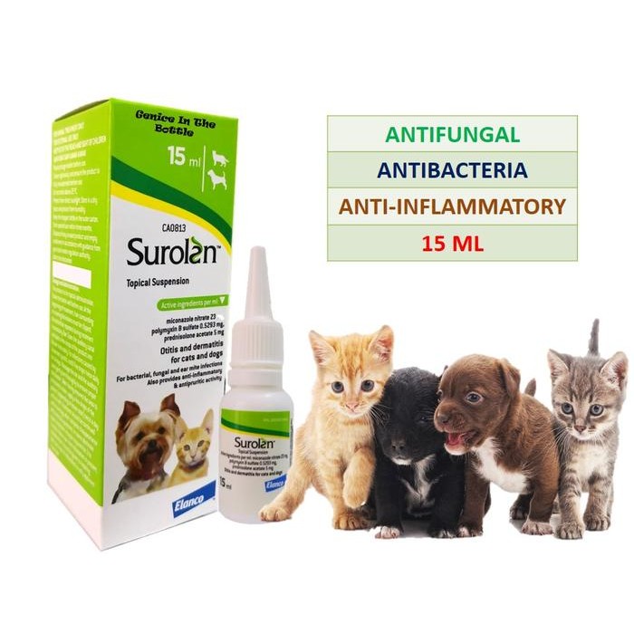 Surolan Obat Tetes Telinga Anjing Kucing 15 ml / Obat Telinga Anjing